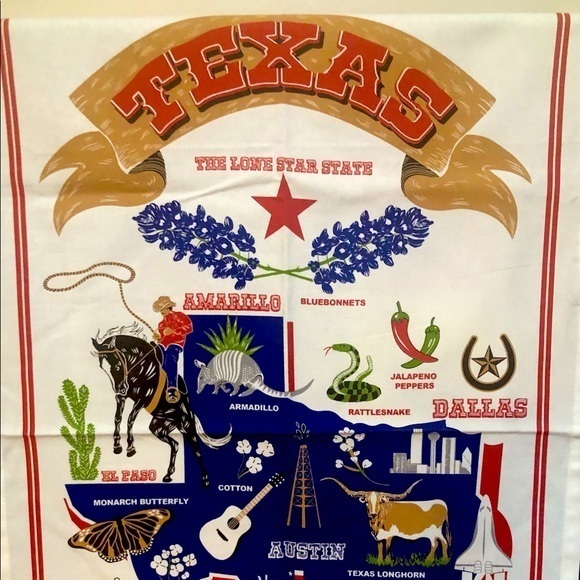 NEW TEXAS TEA TOWEL AMERICAN FLAG DESIGN &LANDMARKS TEXAS PRIDE LARGE SIZE, - Picture 2 of 6